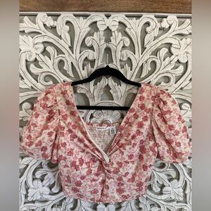 Floral Pink Puff Sleeve Top